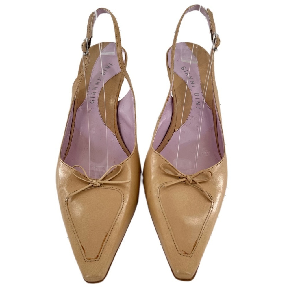 Gianni Bini womens heels size 7.5 tan leather pointy toe career old money - Picture 2 of 14